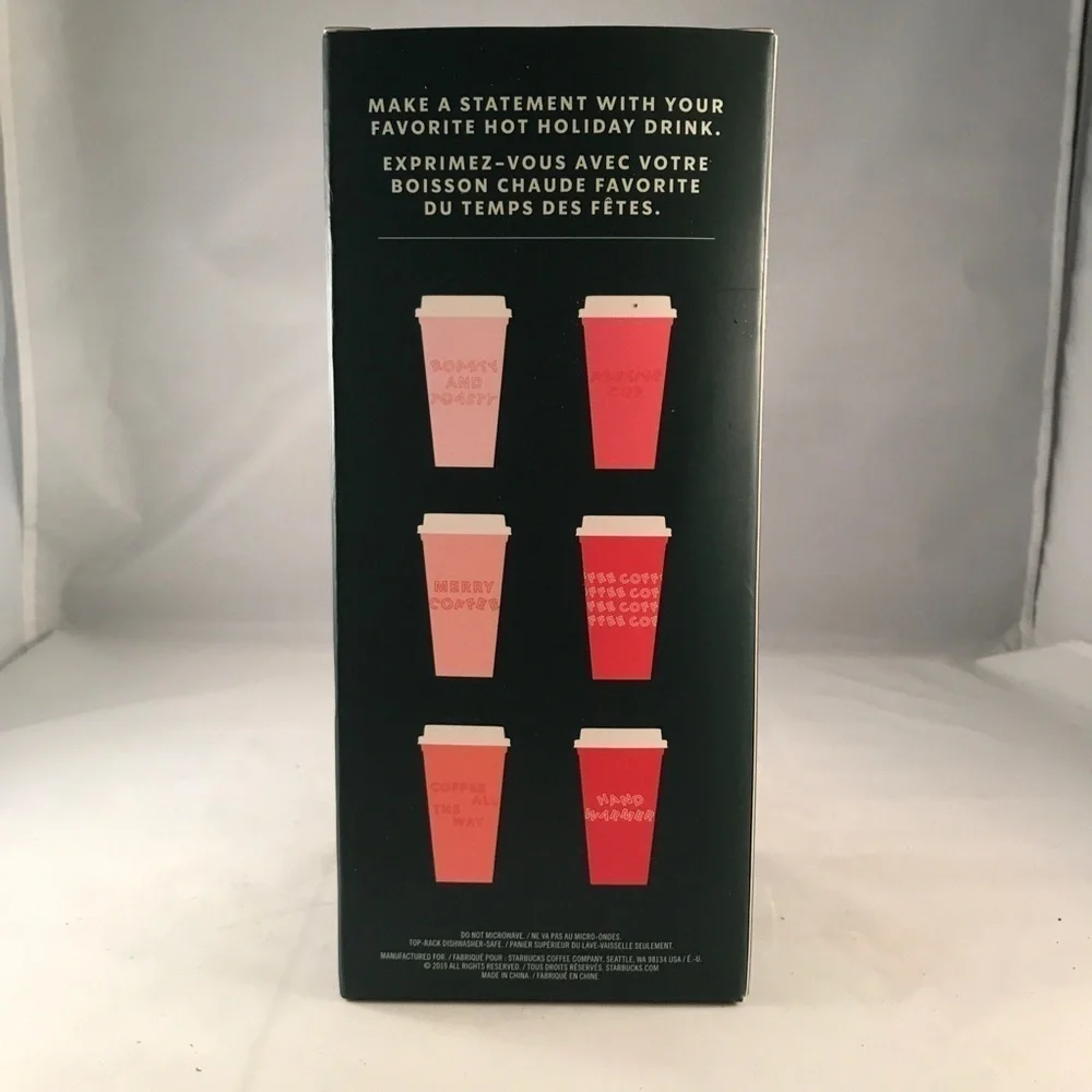 Starbucks Holiday 2019 Reusable Hot Cups- 6 cups in package- New in Box